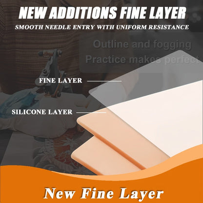 Silicone Tattoo Practice Skin 3mm Thick Double-Sided Fake Skin for Beginners & Professional Artists - Line Work Shading Outlining Eyebrow Eyeliner PMU Training Sheets