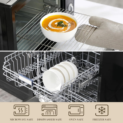 Ceramic Bowls Set 22oz White Porcelain - Dishwasher & Microwave Safe Soup Bowls for Kitchen, Cereal, Ramen, Oatmeal, Salad & Rice - Polished Finish Round Bowls Available in 4 or 6 Piece Sets
