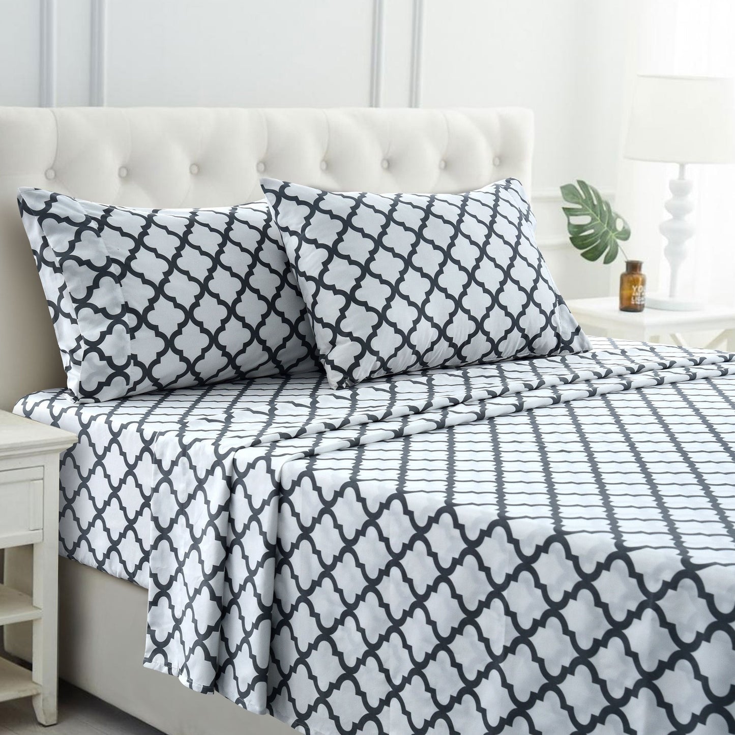 Bed Sheet Set Brushed Polyester in 3- or 4-Piece Configuration with Six Sizes and Eight Colors
