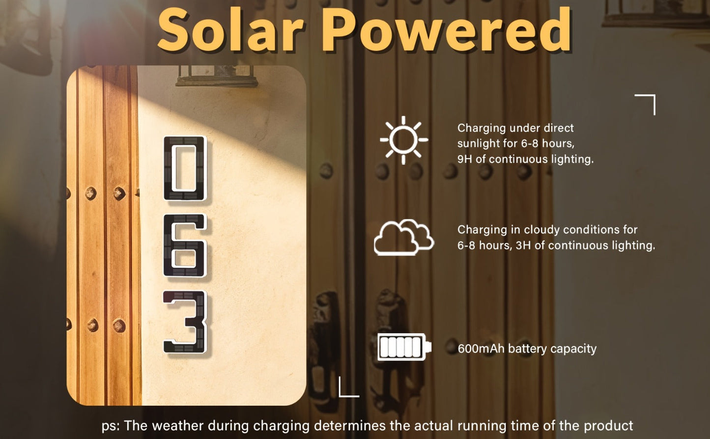 LED Solar House Number Light 6.7 Inch Wall Mounted – Smart Sensor Illuminated Address Number for Home Decor, No Wiring Energy-Saving Solar Powered Outdoor Light