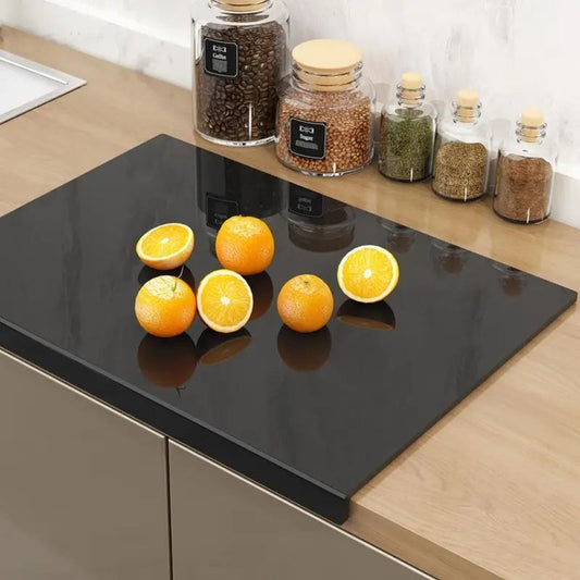 Acrylic Cutting Board Large Anti-Slip 17x23 Inch – Clear & Black Countertop Protector for Kitchen & Restaurant – Food Safe Non-Slip Chopping Board for Fruit, Meat & Meal Prep