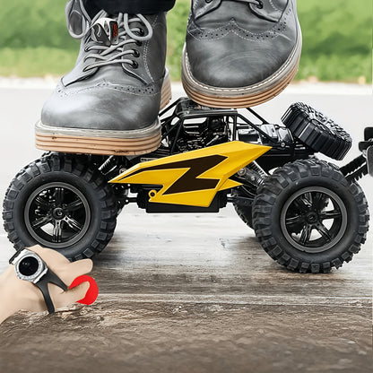 Remote Control Car, 1:18 Scale Alloy Monster Truck with 2.4GHz Control, LED Headlights and Red or Yellow Finish