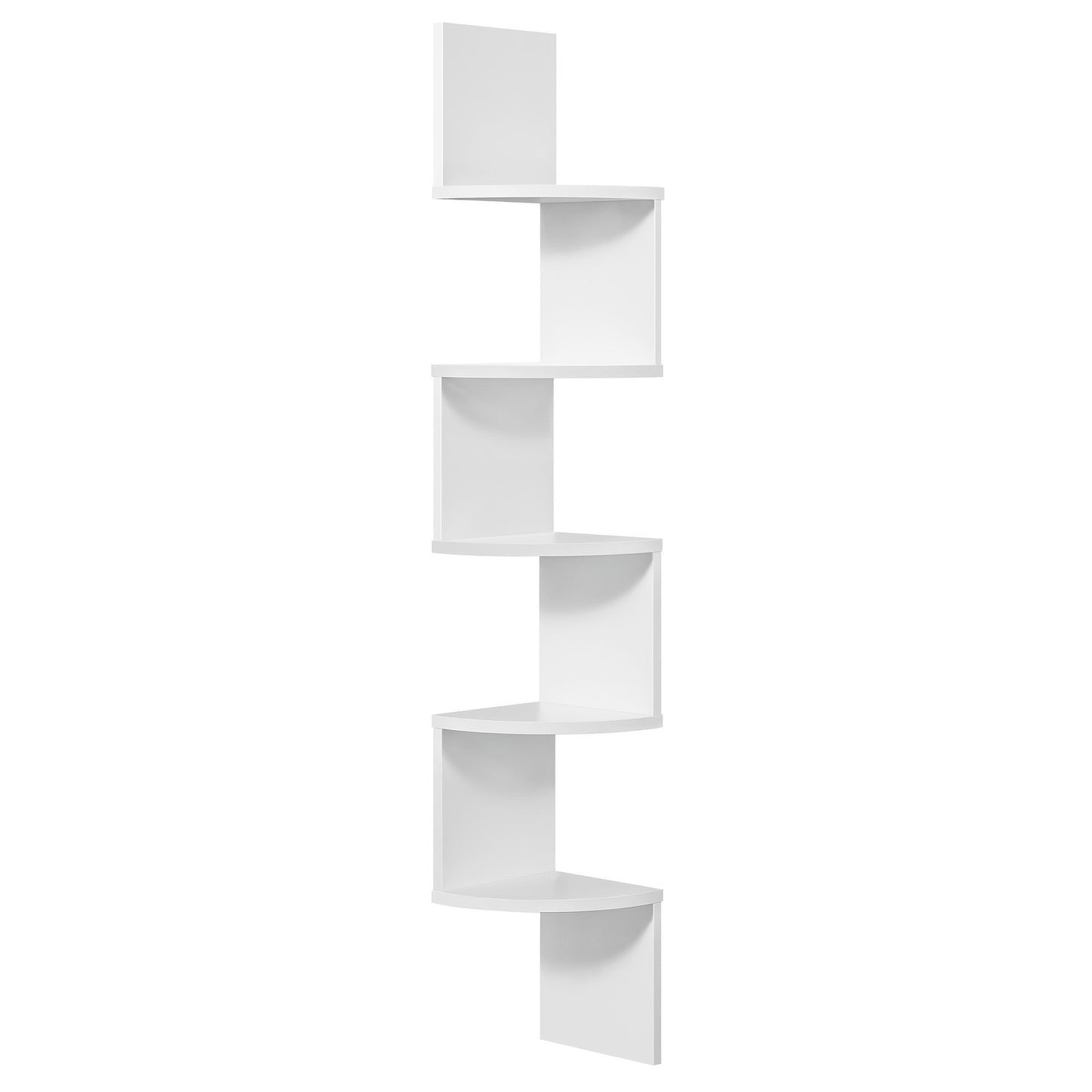 Corner Floating Shelf 5-Tier Wall Mount, Space Saving Storage Rack for Bedroom Living Room, Radial Display Organizer, Easy Install, 7.9"×7.9"×49.6", Black White Brown Greige Beige