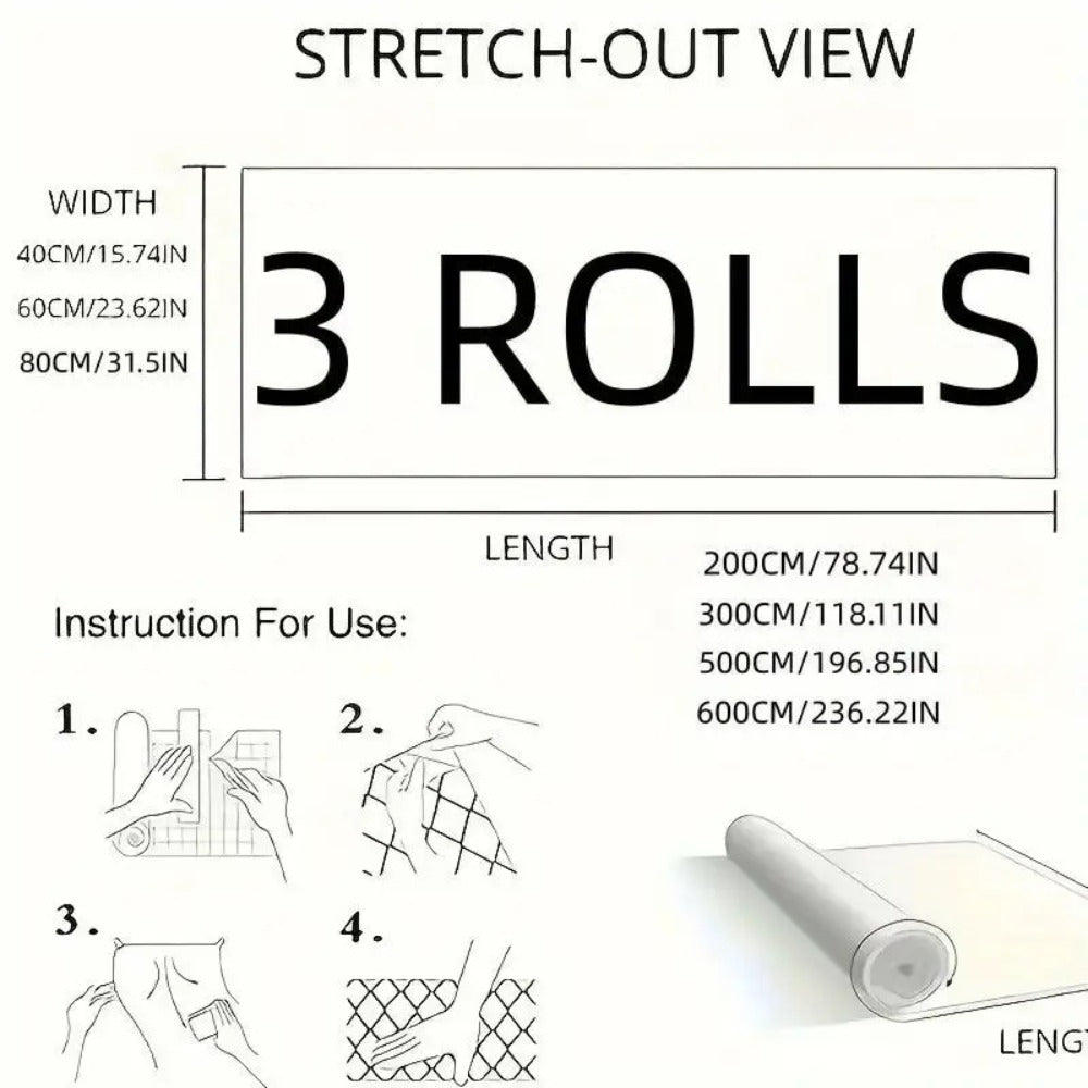 Self-Adhesive Marble Vinyl Floor Wallpaper 3 Rolls 23.62x197.75in - Oil-Proof Anti-Slip, for Entryways, Bedrooms and Living Spaces