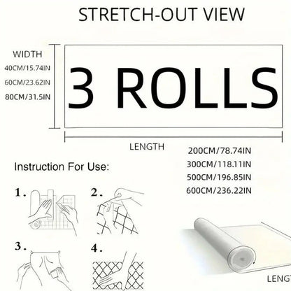 Self-Adhesive Marble Vinyl Floor Wallpaper 3 Rolls 23.62x197.75in - Oil-Proof Anti-Slip, for Entryways, Bedrooms and Living Spaces