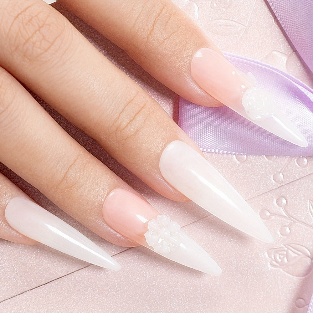Builder Gel Nail Extension Starter Kit 5pcs Clear Nude Solid — Hard Gel Sculpting Set with Flower Molds & Sculpting Brush for 3D Floral Nail Art, Rhinestone Acrylic Extensions for Women Beginners & Salon