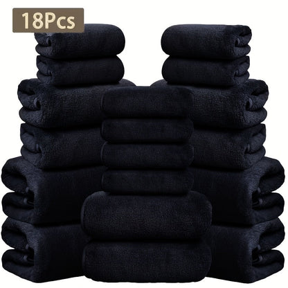 Coral Velvet Bath Towel Set 18pcs – 4 Bath Towels 4 Hand Towels 10 Washcloths Hotel Quality Soft Absorbent
