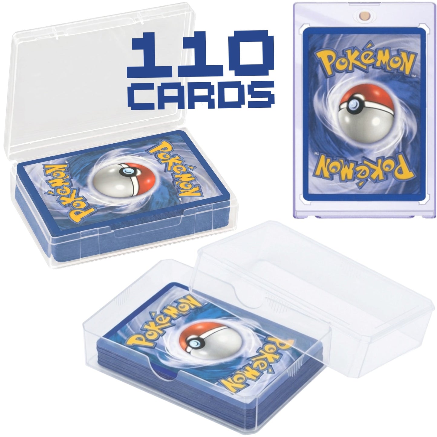 111 Pokémon Cards Bundle – 1 Guaranteed Ultra Rare (EX/GX/V/VMAX) + 10 Holos + FREE Magnetic Card Holder & Storage Box | Authentic TCG Collection Gift for Kids & Collectors