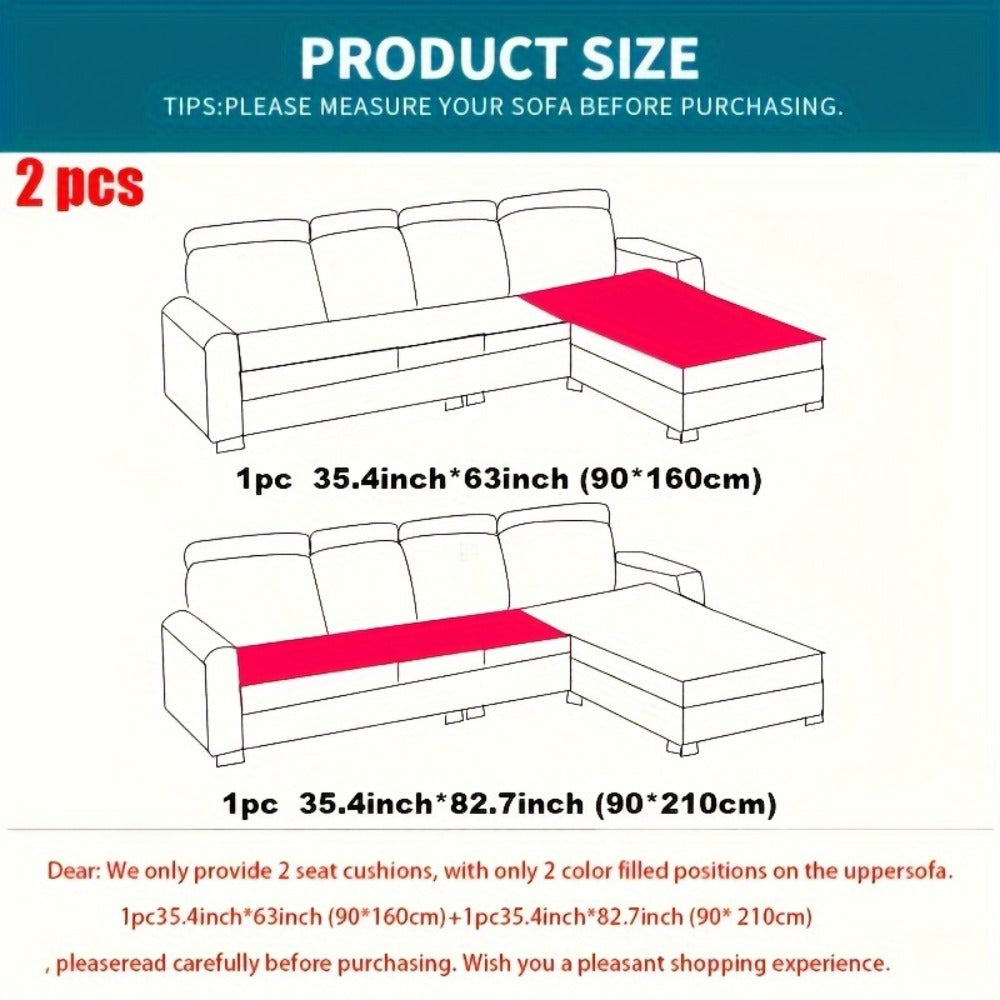 Sofa Cover Quilted-Texture Two-Piece Set with 35.4 x 82.7 and 35.4 x 62.9-Inch Panels in Five Colors