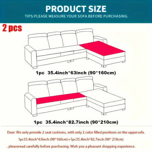 Sofa Cover Quilted-Texture Two-Piece Set with 35.4 x 82.7 and 35.4 x 62.9-Inch Panels in Five Colors