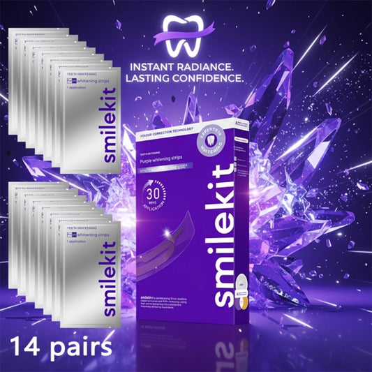 Teeth Whitening Strips 28 Pairs Purple Color Corrector Peroxide Free Enamel Safe Gentle Whitening Kit for Sensitive Teeth Daily Use Brighter Smile Gift for Women Men Adults