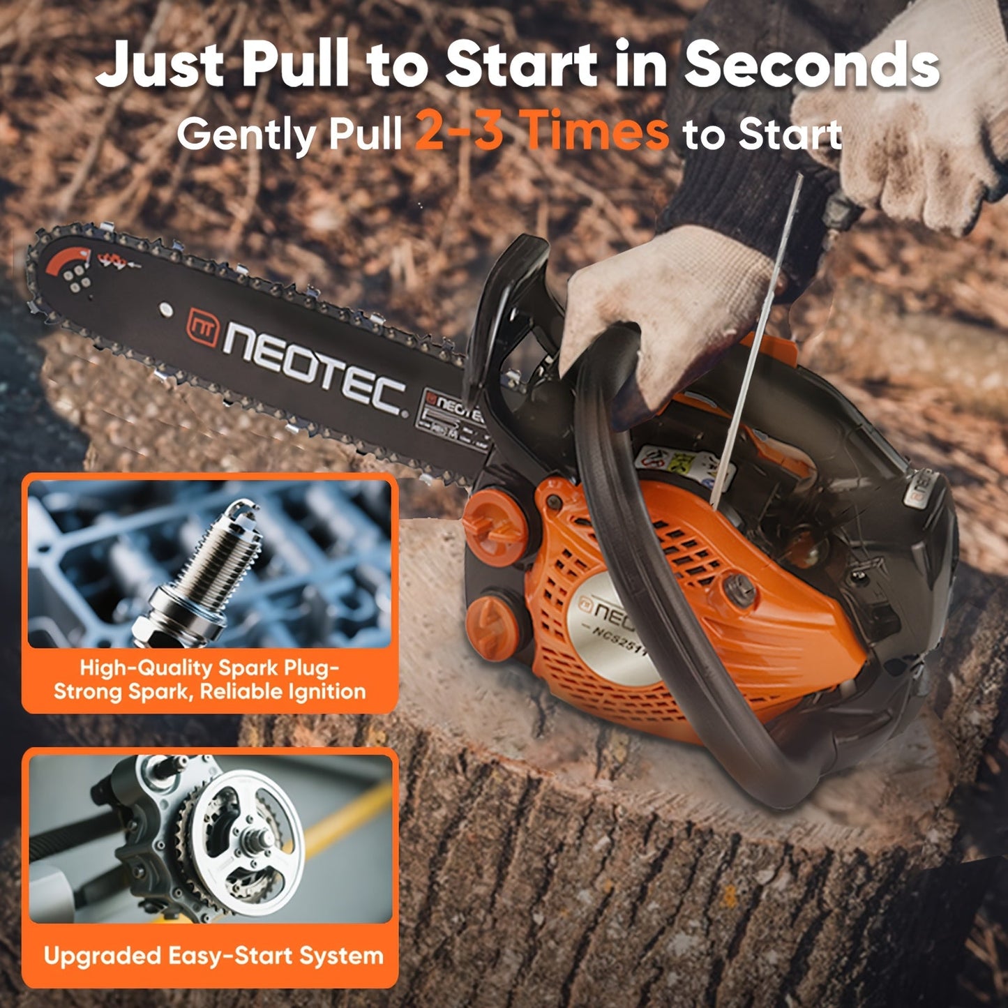 25CC 12-Inch Top-Handle Gas Chainsaw with 12000 RPM Source Rating and 5.5-Pound Body Configuration