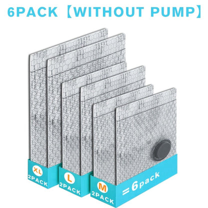 Gray Patterned Vacuum Storage Bag Set with 6-Pack No-Pump or 10- and 16-Pack Electric-Pump Options