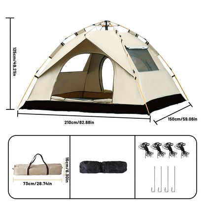 Camping Tent Pop-Up with Dual Doors, Optional Mesh Windows and 1-3 or 3-4 Person Source Options