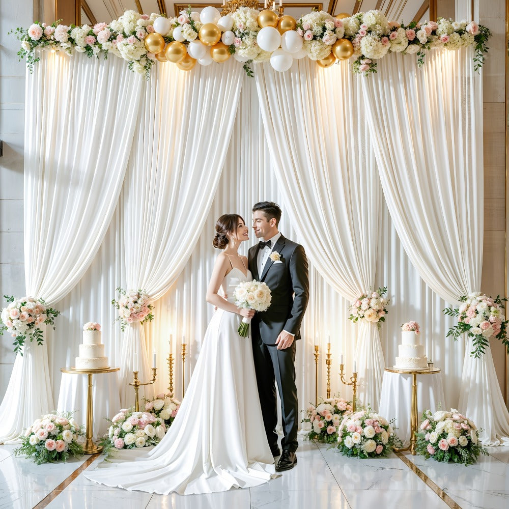 Two-Panel 10 x 10 ft Backdrop Curtain Set with Pole Pockets and 16 Color Options for Events