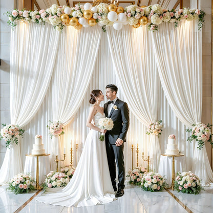 Two-Panel 10 x 10 ft Backdrop Curtain Set with Pole Pockets and 16 Color Options for Events