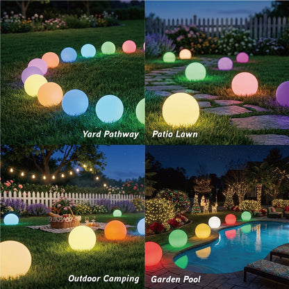 Solar Outdoor Lights 8-Inch RGB Globe with Remote, 16 Colors, 8 Brightness Levels and 4 Effects