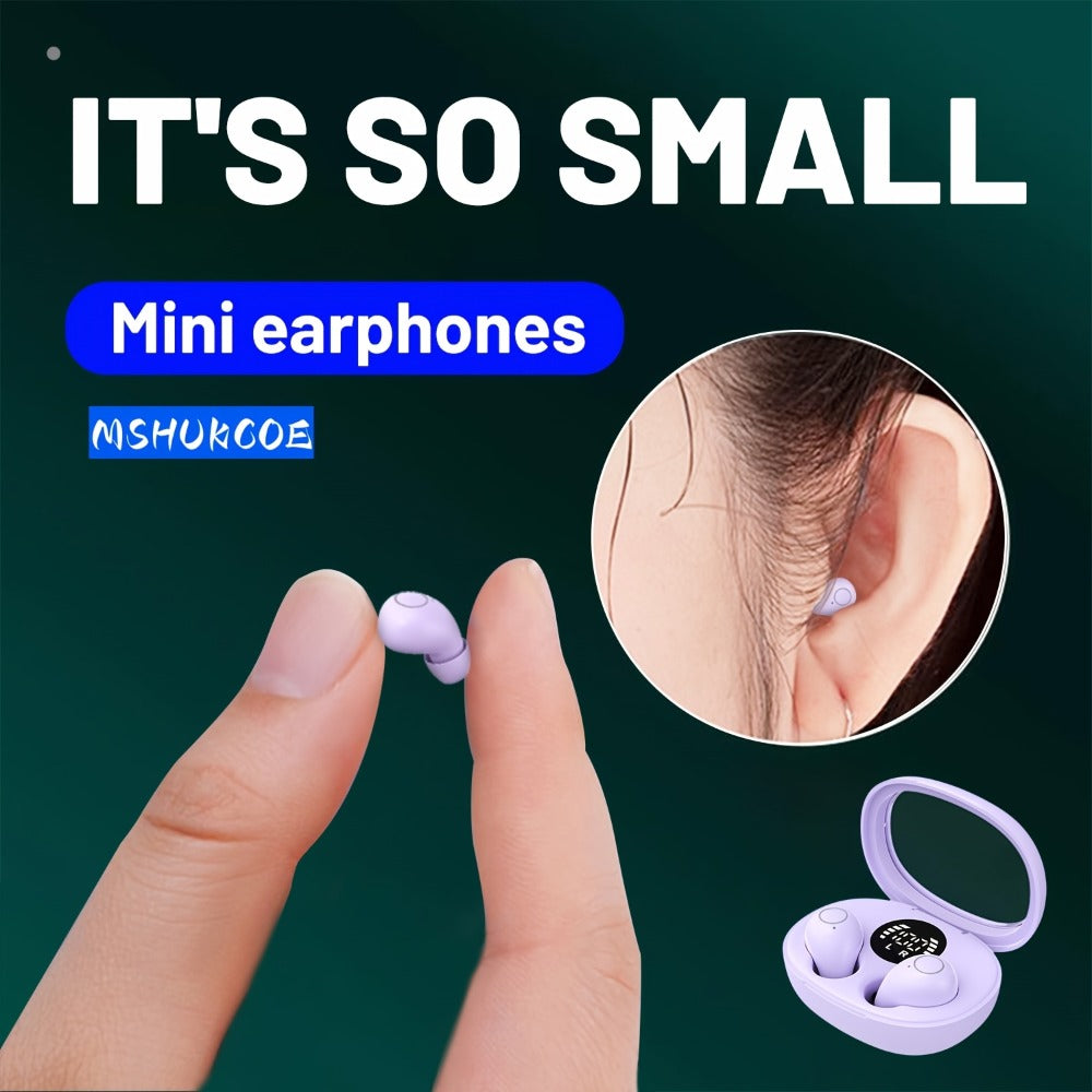 Invisible Sleep Earbuds Bluetooth 5.4 Mini Ultra Compact True Wireless – Noise Cancelling Hi-Fi All Day Wear Touch Control USB-C for Running Sleeping Compatible with All Phones