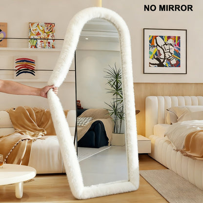 Full Length Floor Mirror Cover Fluffy Stretchable 64"x21" - Soft Non-Slip Irregular Shape Bedroom Dressing Room Mirror Sleeve 6 Colors