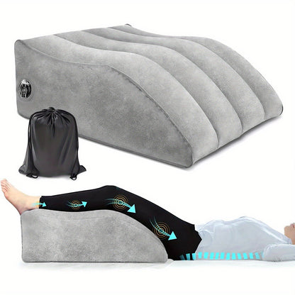 Inflatable Leg Elevation Pillow for Sleeping, Wedge Knee Support Cushion for Swelling, Leg Raise Pillow for Bed
