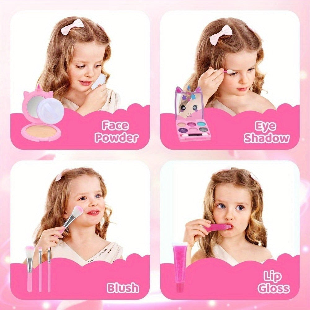 Kids Pretend Makeup Set for Girls Ages 3-12 – Non-Toxic Washable Princess Cosmetics with Crossbody Coin Purse, Dress Up Role Play Toy, Birthday Christmas Gift for Girls