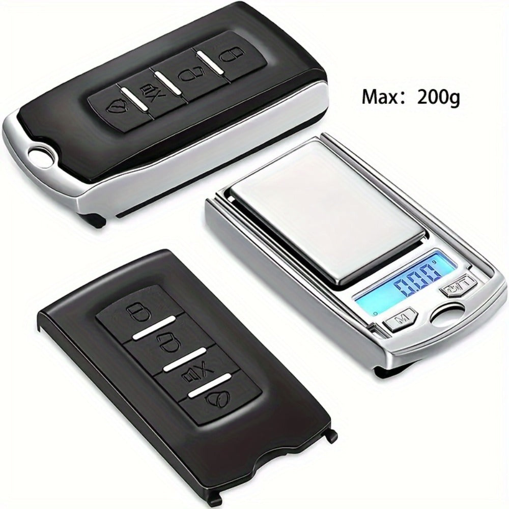 Mini Keychain Pocket Scale with Flip Cover, Blue Backlit Display and 200g/0.01 Checkout Label