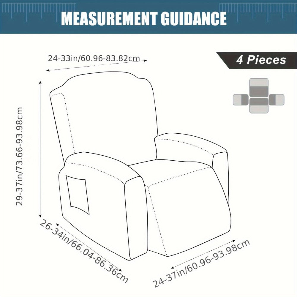 Chair Cover Four-Piece Stretch Recliner Slipcover with Swirl Texture and Four Available Color Choices