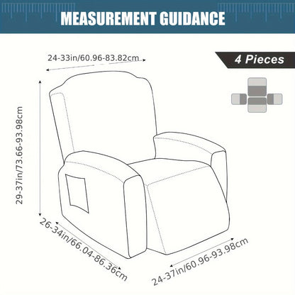 Chair Cover Four-Piece Stretch Recliner Slipcover with Swirl Texture and Four Available Color Choices