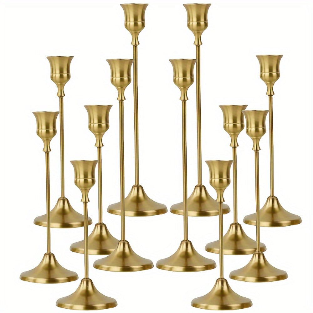 Metal Bell Candlestick Holders Set – Vintage Copper & Black Taper Candle Holders for Wedding Centerpieces, Christmas Table Decor, Halloween, Anniversary, Birthday Party, Home & Hotel Decoration