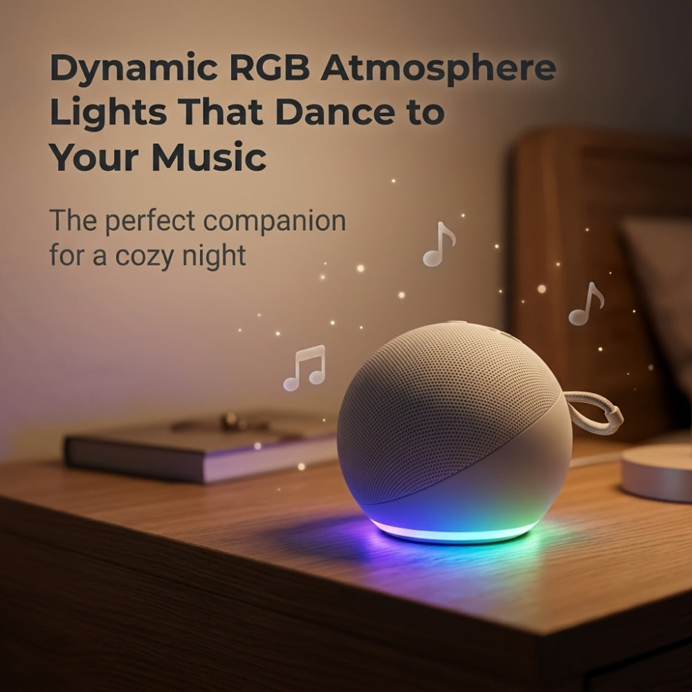 Portable Bluetooth Speaker Spherical Model with RGB, TWS, Subwoofer, 360° Listing and Included Base