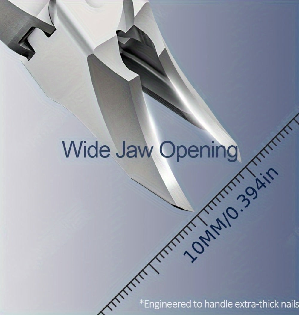LIAM Wide-Jaw Nail Clipper in Bright Silver with 45-Degree Offset Cutting Edge and Stainless-Steel-Labeled Body