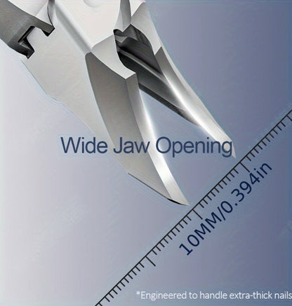 LIAM Wide-Jaw Nail Clipper in Bright Silver with 45-Degree Offset Cutting Edge and Stainless-Steel-Labeled Body
