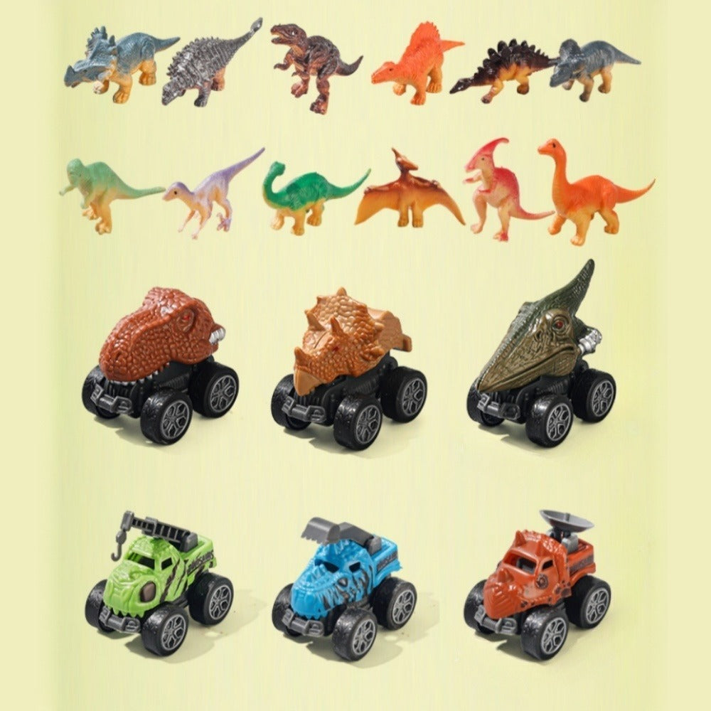 T-Rex Dinosaur Carrier Truck Playset with Mini Cars, Figures and Standard or Upgraded Package Options