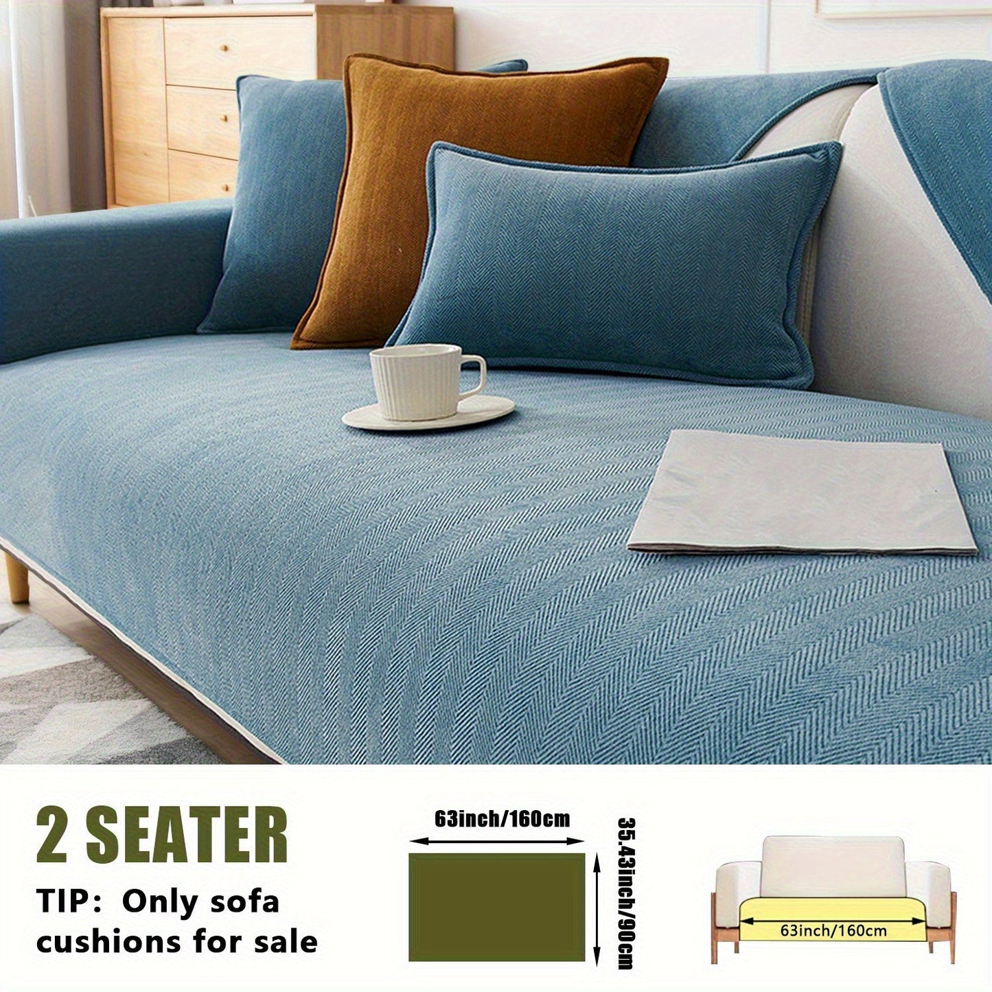 Sofa Cover Ribbed Chenille Stretch Panels with Non-Slip Design for 1 to 4 Seats, Armrests or Cushions