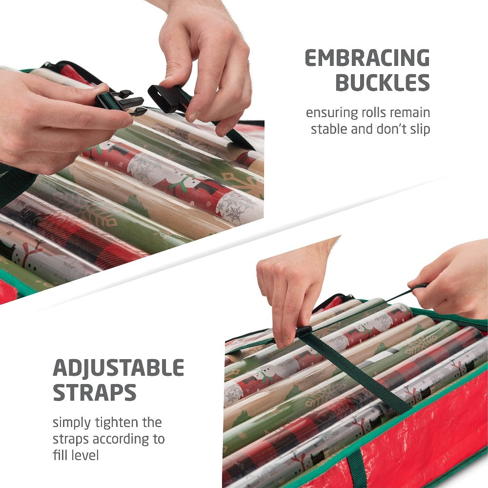 Storage Bag, 40-Inch Holiday Organizer in Red or Green with Zipper Closure, Interior Pockets, Handles and Adjustable Straps