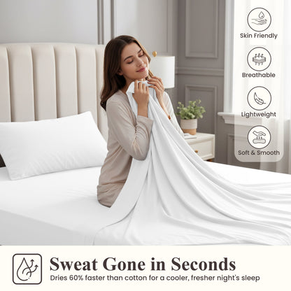 Bed Sheet Set 30% Bamboo Viscose 70% Polyester in 3- or 4-Piece Sizing with 16-Inch Pocket
