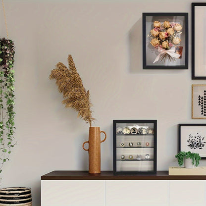 Shadow Box Frame 11x14 Large Memory Display Case with Linen Back - 4 Removable Shelves for Medals, Coins, Rings, Pins, Photos & Flowers | Deep Shadow Box for Collections, Country Farmhouse Style
