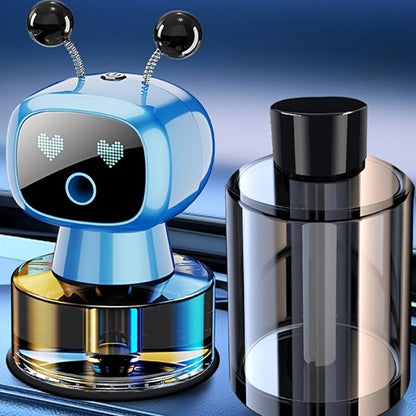 Robot Car Air Freshener Auto Spray – AI Dynamic Expression, 4 Fragrance Gears, Car Start/Stop Trigger, 5 Scents, Cool Vent Clip Car Decoration Gift for Men & Women