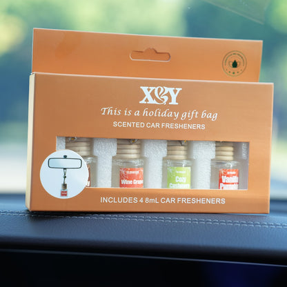 Car Air Freshener 4-Bottle Gift Set – Hanging Diffuser with 60-Day Lasting Fragrance, Multiple Scent Styles for Car Interior, Perfect Holiday Gift for Friends & Family