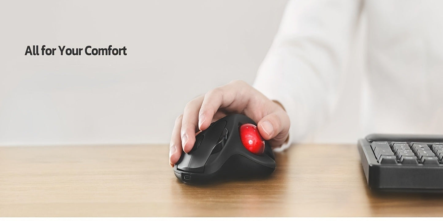 Wireless Trackball Mouse Rechargeable Ergonomic Thumb Control 3 Device Connection 2.4G USB Receiver Bluetooth 4 DPI Settings Precise Smooth Tracking Compatible with PC Laptop Mac Windows