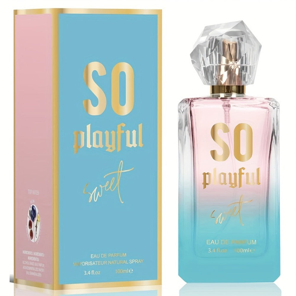 Women's Eau de Parfum 3.4oz 100ml - SO PLAYFUL Long Lasting Perfume Spray - White Cyclamen Pepper Cherry Floral Fruity Scent for Her