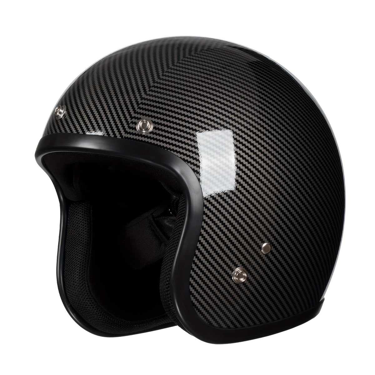 Motorcycle Helmet 3/4 Open-Face Design in Six Graphic Styles, S-XL Sizes with Front Snap Hardware and Padded Liner