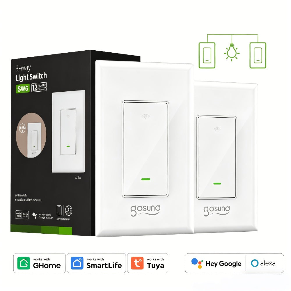 3-Way WiFi Smart Light Switch – Gosund Single-Pole & 3-Way Wall Switch, Works with Alexa & Google Home, Schedule, Timer, Voice & App Control, No Hub, Neutral Wire Required, FCC Certified (1/2/4 Pack)