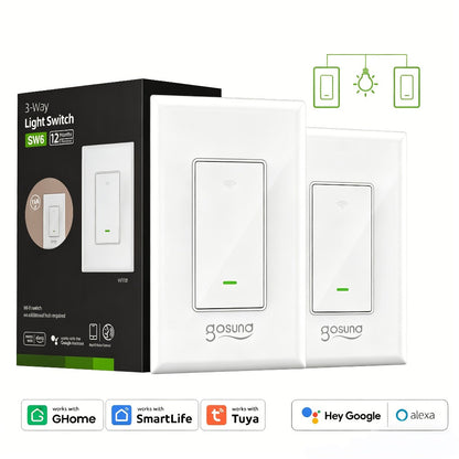 3-Way WiFi Smart Light Switch – Gosund Single-Pole & 3-Way Wall Switch, Works with Alexa & Google Home, Schedule, Timer, Voice & App Control, No Hub, Neutral Wire Required, FCC Certified (1/2/4 Pack)