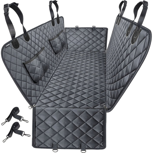 Dog Car Seat Cover Pet Hammock for Back Seat, Waterproof Scratch-Proof Nonslip Dog Seat Cover with 4 Side Pockets, Universal Fit for Cars Trucks SUVs, Washable Pet Travel Protector