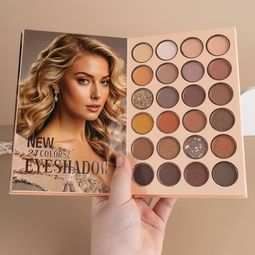 3-in-1 Eyeshadow Blush Highlighter Palette Loose Powder Book-Style Folding Compact Moisturizing Buildable Pigment Luminous Finish for Daily Glam Travel Gift Women