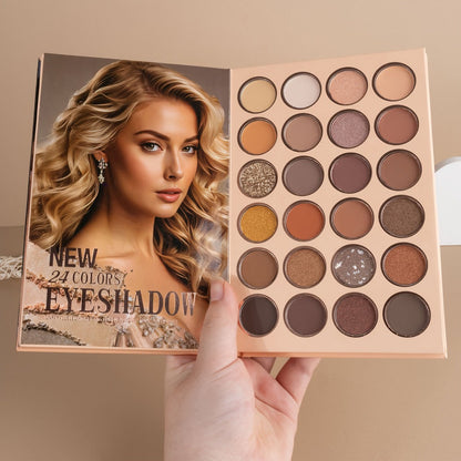 3-in-1 Eyeshadow Blush Highlighter Palette Loose Powder Book-Style Folding Compact Moisturizing Buildable Pigment Luminous Finish for Daily Glam Travel Gift Women