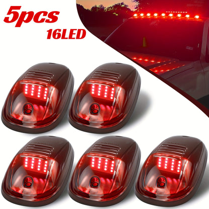 5pcs LED Cab Roof Marker Lights 16/24 LED 12V Super Bright UV-Resistant ABS Lens with Wiring Harness Kit for 2003-2018 Pickup Trucks 1500 2500 3500 4500 5500, White Amber Red Blue Green Purple