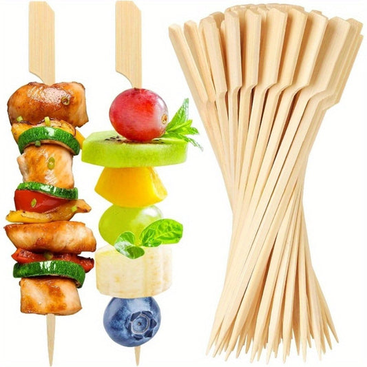 Bamboo Appetizer Skewers 400 Pack 6 Inch – Decorative Rooster Tail Food Picks Flat Wooden Sticks for Party Drinks Fruit Charcuterie Board BBQ Cocktail Toothpicks Bulk