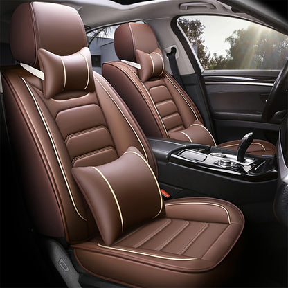 Car Seat Covers 5-Seat Faux Leather Set with Foam Padding and Optional Matching Pillow Pieces